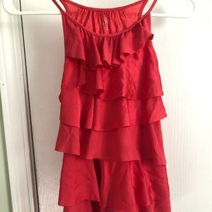 Loft Hot Pink Ruffle Front Shirt